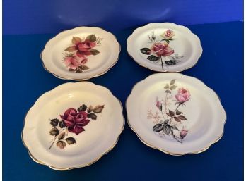Vintage Set Of Four Grovesnor English Bone China Jackson Gosling Varied Wild Roses Coasters
