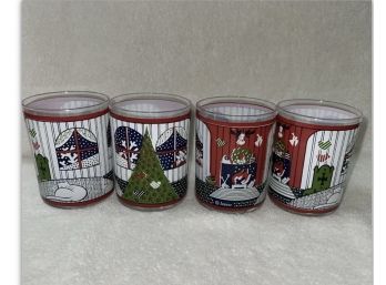 Second Set Of Four (4) Vintage Jepcor Twas The Night Before Christmas Glasses