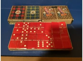 Vintage Playing Cards And Red Domino Set