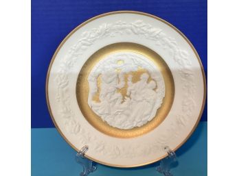 Vintage Franklin Porcelain Bisque Deck The Halls Holiday Plate  (1977)