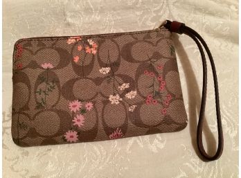 Authentic  Coach  Khaki Wildflower Wristlet - New With Tags