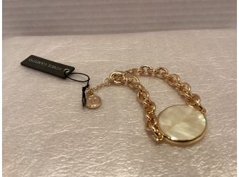 Gold Tone Vince Camuto Simulated Mother Of Pearl Medallion Ladies Bracelet