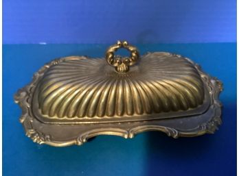 Vintage Ornate Silver Plated (?) Covered Butter Dish