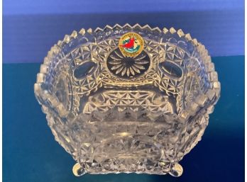 Vintage Hofbauer Byrdes Lead Crystal Square Footed Candy Dish (With Label)