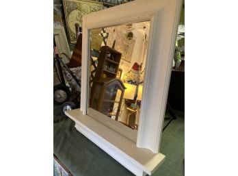 Large White Wood Mirror With Shelf 25 X 28