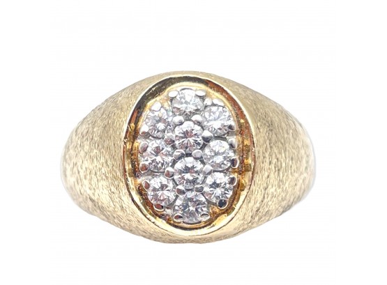 Massive 14k Gold Ring With Ten  Diamonds, Size 10   ( Ring B)