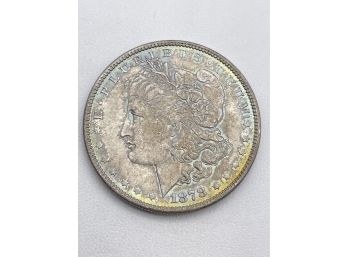 1878 Morgan Dollar Silver Coin With A Unique Patina.