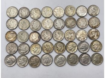40 Vintage  Roosevelt Dimes, Silver Coins