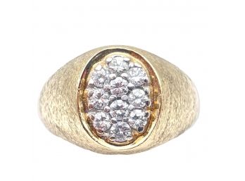 Massive 14k Gold Ring With Ten  Diamonds, Size 10   ( Ring B)
