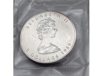 1989, Canada 5 Dollars Silver Coin. Sealed And Uncirculated.