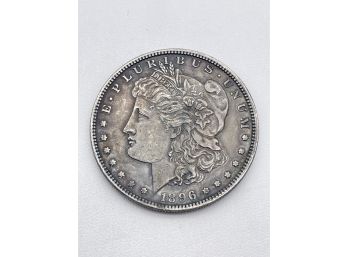 1896 Detailed Silver Morgan Dollar Coin.