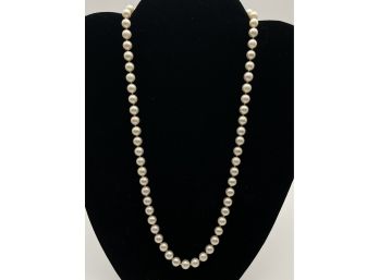 Vintage 14k Gold Claps, 17' Long Pearls Necklace  (PN5)