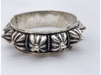 Antique And Unusual Victorian Silver Hinged Bracelet.