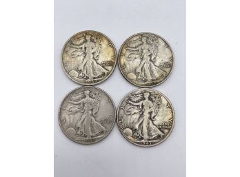 1942 & 1943 , Four Standing Liberty Half Dollars, Silver Coins. ( HD2)