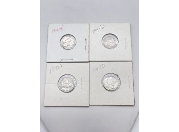 1940-1943 , Four Mercury Silver Dimes .