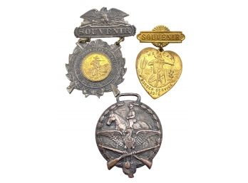 Trio Of Antique  Mexican Border Patrol Badges And Medal. VERY INTERESTING PLEASE LOOK.