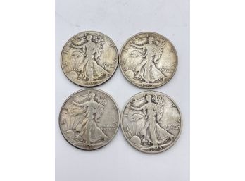 1945- 1947 , Four Standing Liberty Half Dollars, Silver Coins. ( HD4)