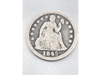1845 Seated Liberty Silver Dime Coin.