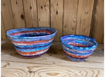 Pair Of Woven Fabric Baskets