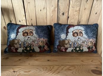 Pair Of Stitched  Santa Pillows