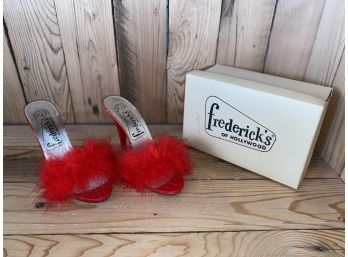 Stunning Vintage Fredricks Of Hollywood Red Slipper Heel