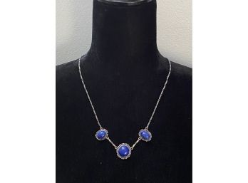 Blue Stone (sterling?) Necklace