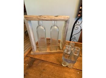 Rustic Wood With Glass Bottle , And Bottle Cluster Flower Vases