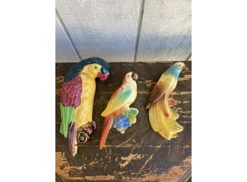 Vintage Ceramic Parrot/bird  Wall Pockets-czecho-slovakia