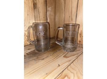 Heavy Glass Etched Mugs-WENDELL AND WCC(?)