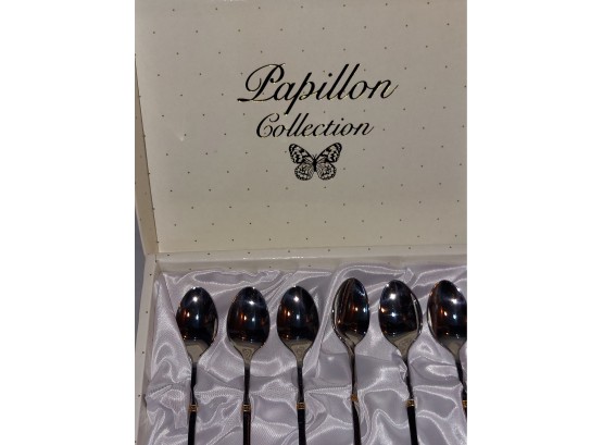 6 PC Piece Gold Toned Spoon Papillon Collection
