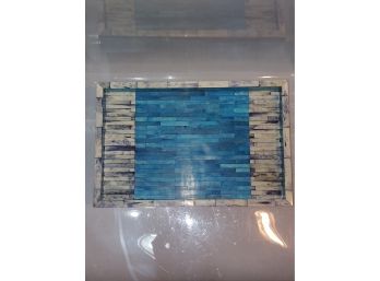 Blue Dyed Bone Inlay 17 X 11 Tray Made In India