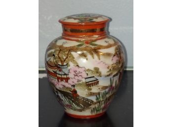 Vintage Geisha Ware Detailed Ginger Jar Hand Painted Gild Landscape