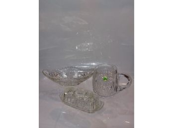24 Lead Crystal Pitcher, Butter Dish, And Candy Dish