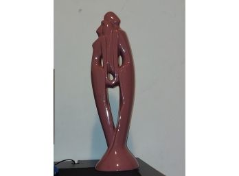 Royal Haeger Rendezvous Sculpture Loving Couple Man And Woman Back To Back Holding Hands Modern Art Deco