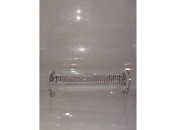 Clear Glass Cracker Holder Tray Ribbed Heavy Footed