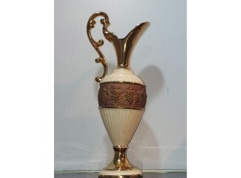 Vintage Casa Vinicola Boccaccio Gold Gilded Vase Wine Decanter Pitcher Grape 15'