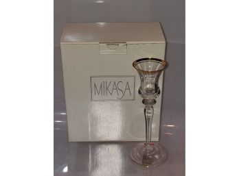 Mikasa Jamestown Gold Candle Holders Set Of 2 Lead Crystal Gold Trim 7 3/4'