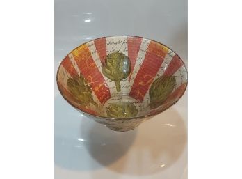 Paper Mache And Glass Artichoke Bowl Une Deux Toile, Irvington NY