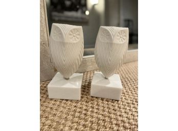 Pair Of Jonathan Adler Stone  Owls