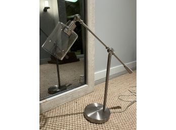 Modern Polished Nickel Adjustable Desk Lamp With Glass Shade