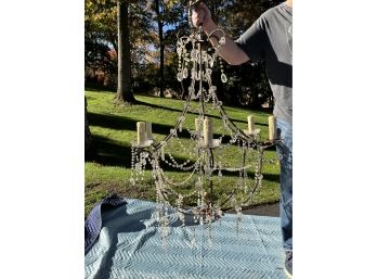 Large Antique And Ornate Chandelier With Crystals