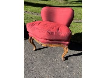 Antique Boudoir Chair In Red Silk