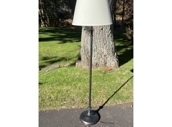 Black Floor Lamp With White Drum Shade