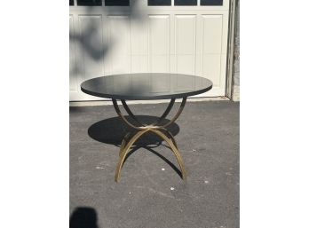 Round Stone Top Table With Gilded Metal Base