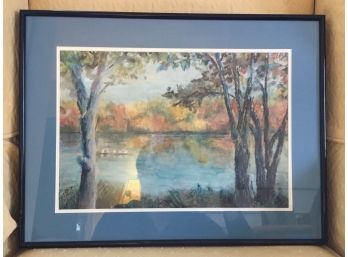 Framed Painting Of A Pond