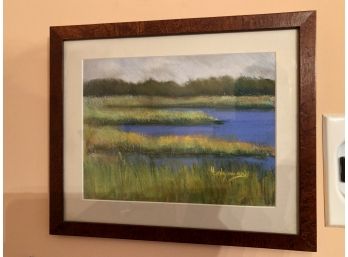 Oil Pastel Of Marsh Landscape