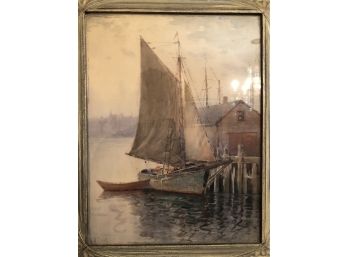 Framed Watercolor Of Sailboat