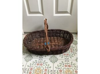 Porcelain Handled Woven Rush Basket