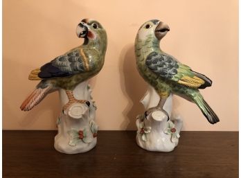 Pair Of Italian Ceramic Parrots