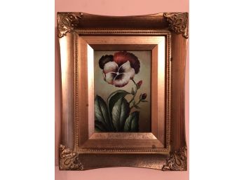 Gold-Framed Painting Of Garden Pansy